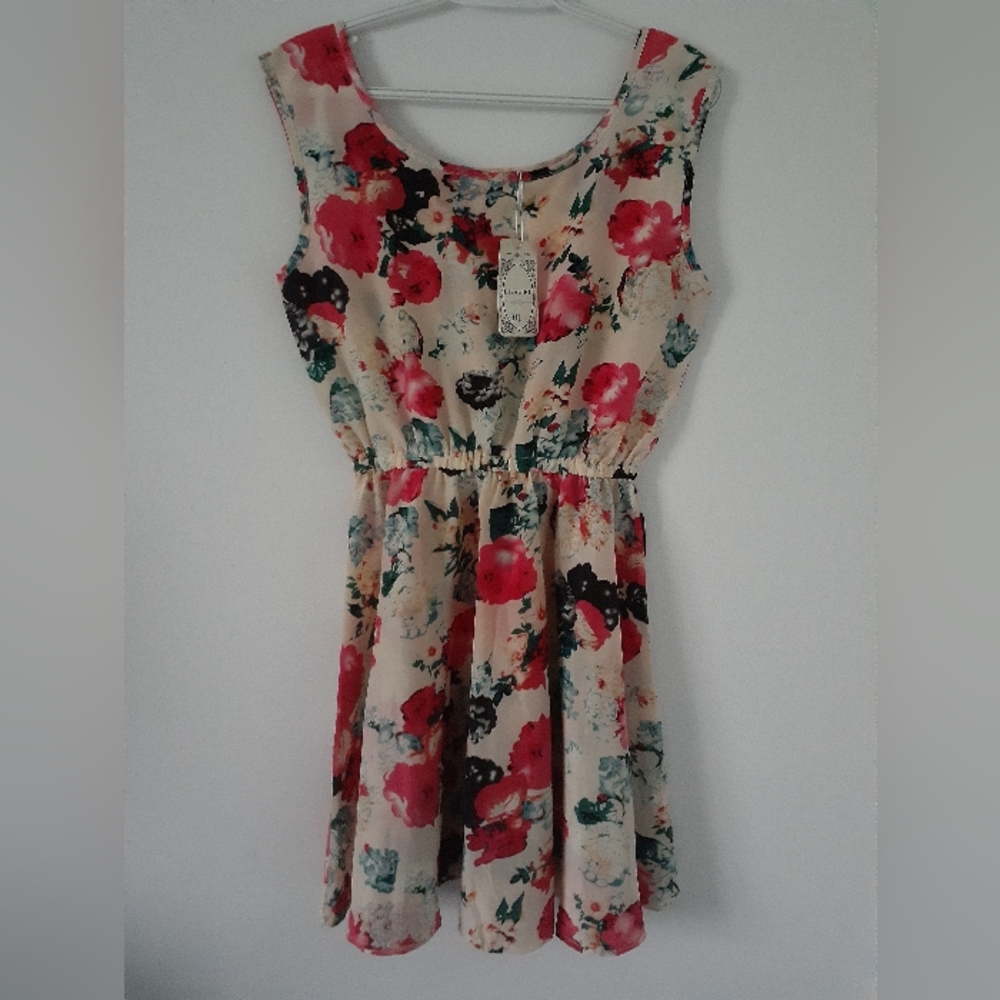 3 for 25  Women Beige Floral Pattern Dress